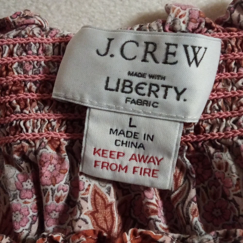J. Crew Red Floral Smocked Tie-Strap Camisole